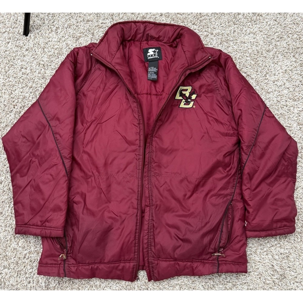 Vintage 90s Starter Boston College Eagles Men's L Hooded Puffer Jacket